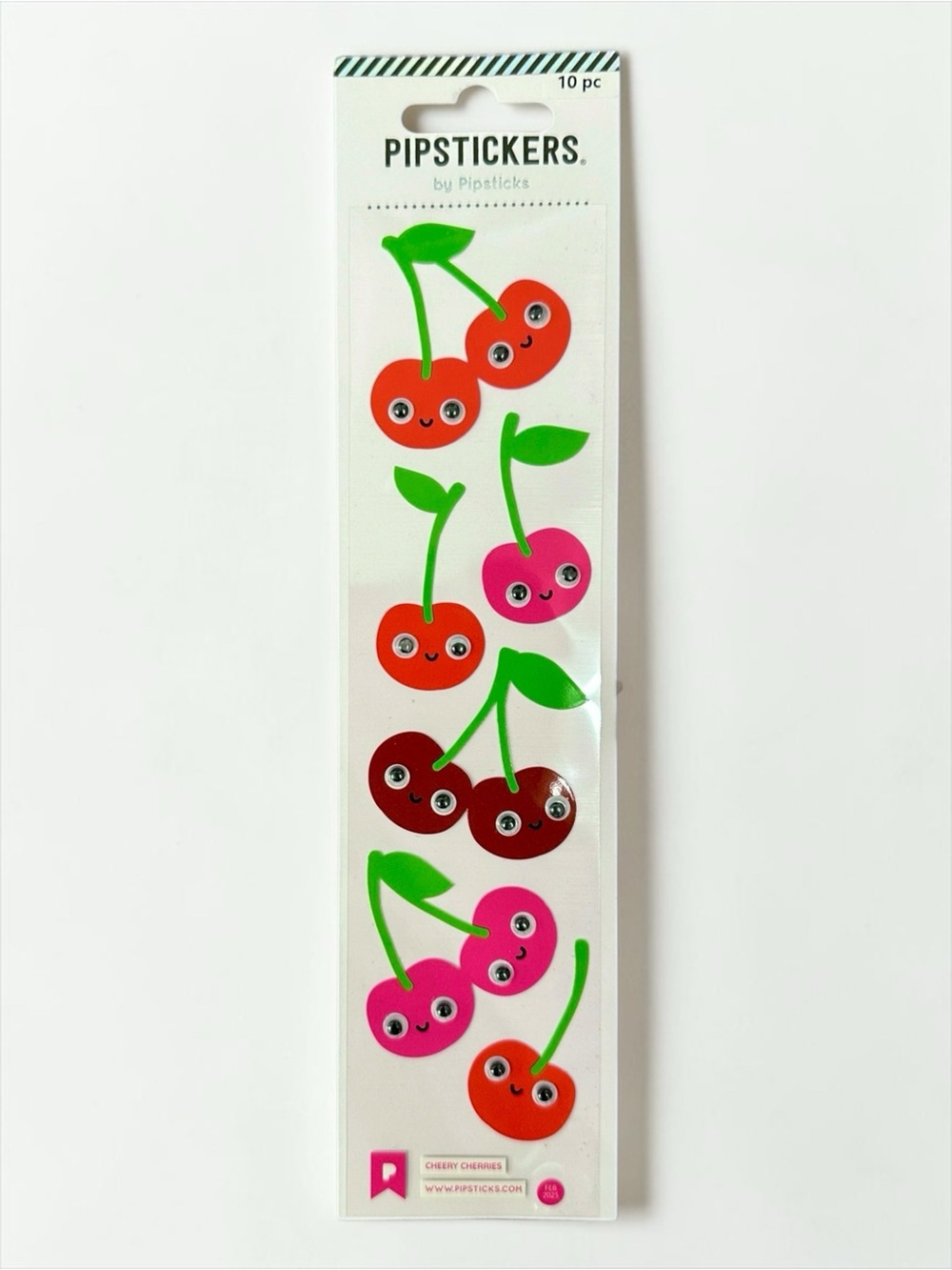 Pipstickers Googly Eye Cherry Sticker Sheet NWT Kawaii Stationery Style Y2K